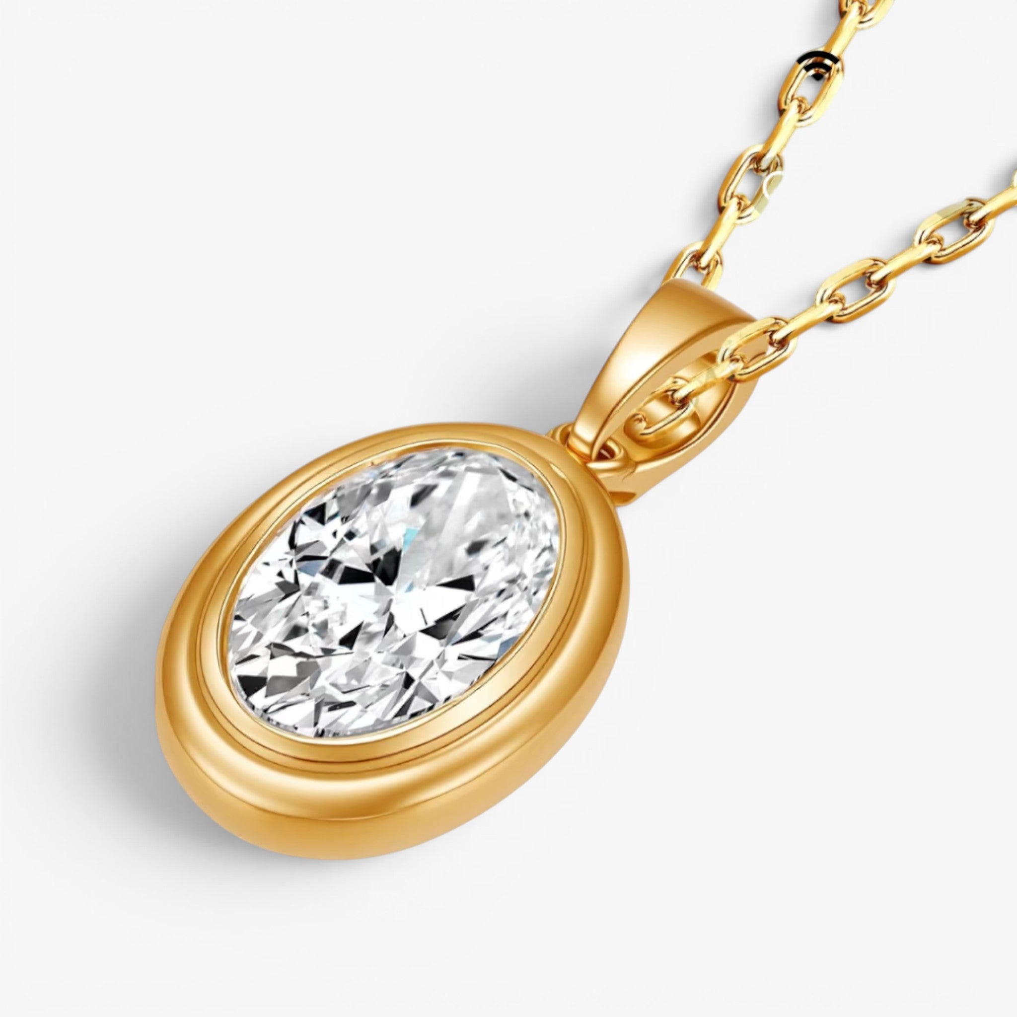 Aurelia Oval Diamond Pendant 18k Yellow Gold 1.5 ct