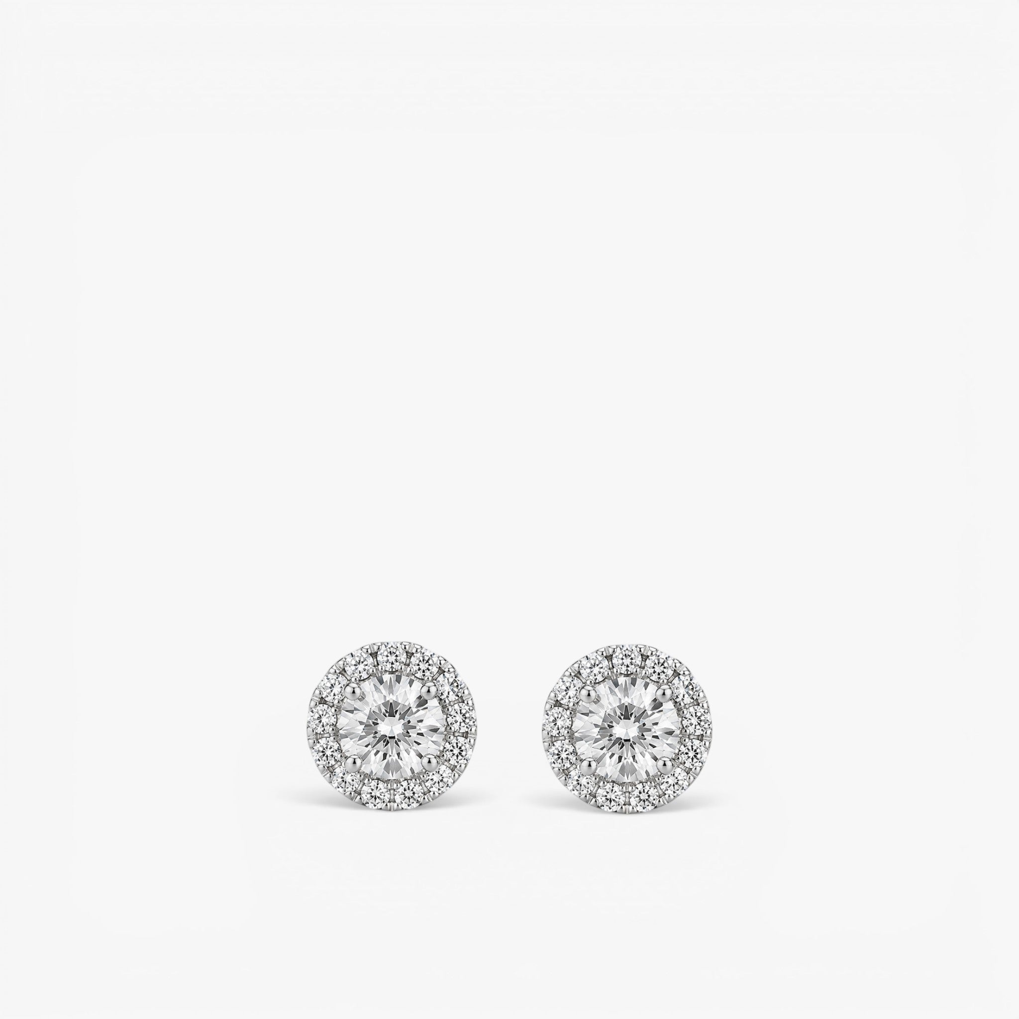 Aureole Halo Stud Earrings 18k White Gold