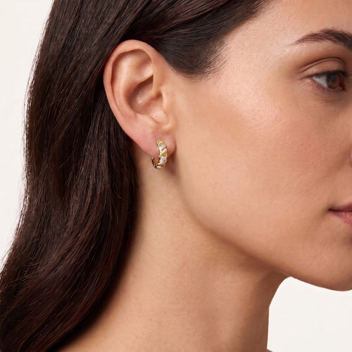 Élan Twist Diamond Hoops 18k Yellow Gold
