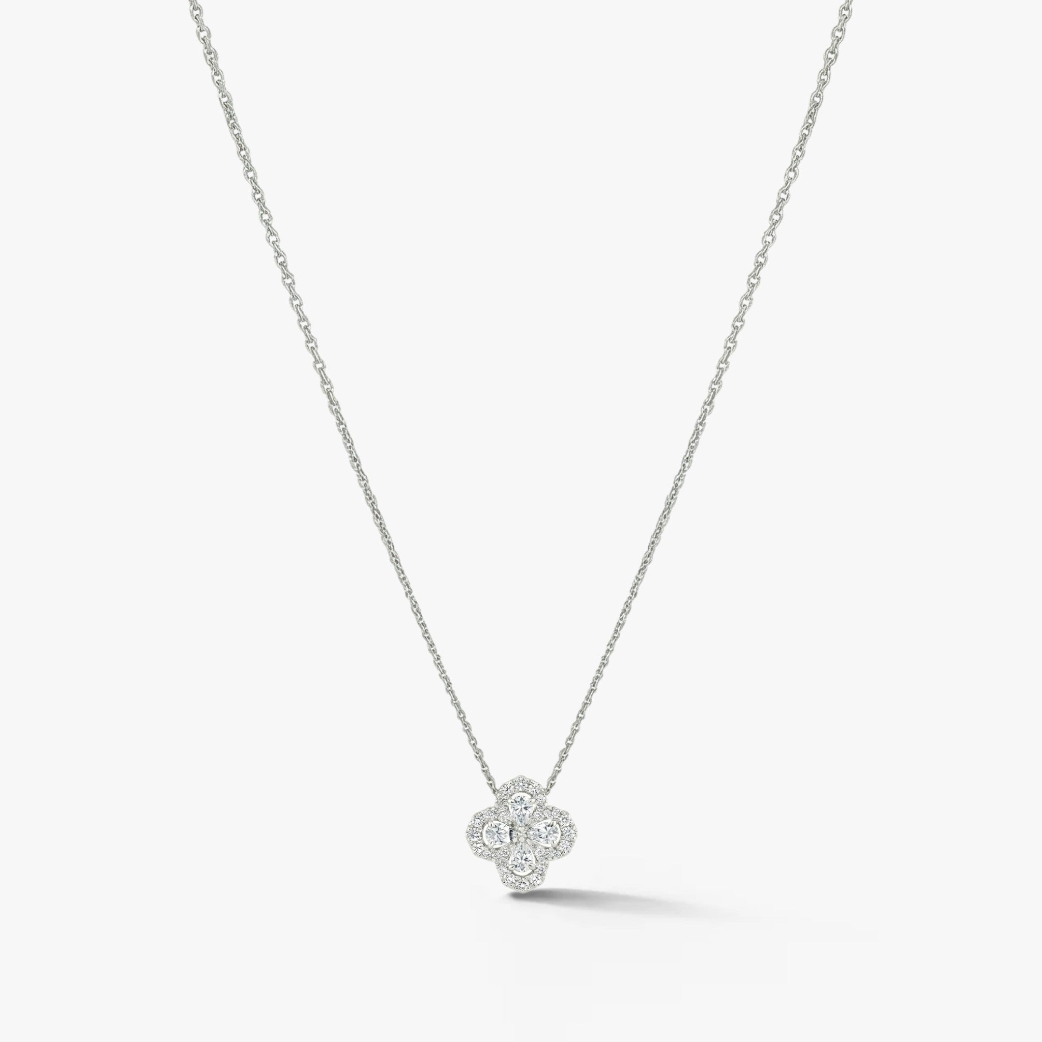 Fleuré Halo Diamond Necklace 18k White Gold