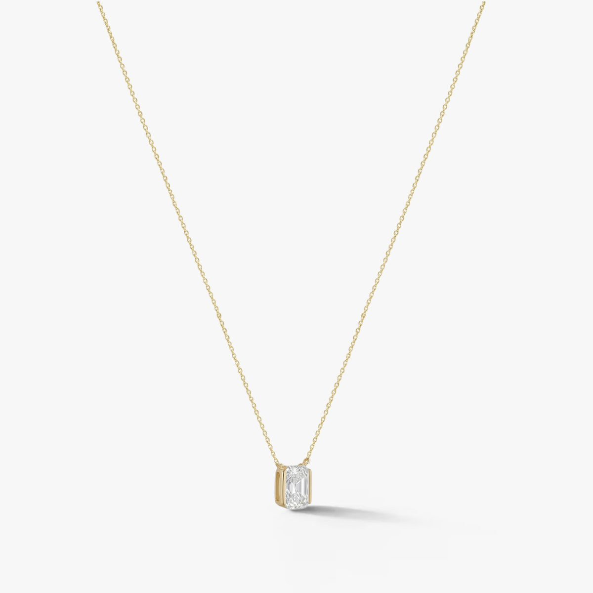 Lumière Radiant Solitaire Necklace 18k Yellow Gold 1 CT