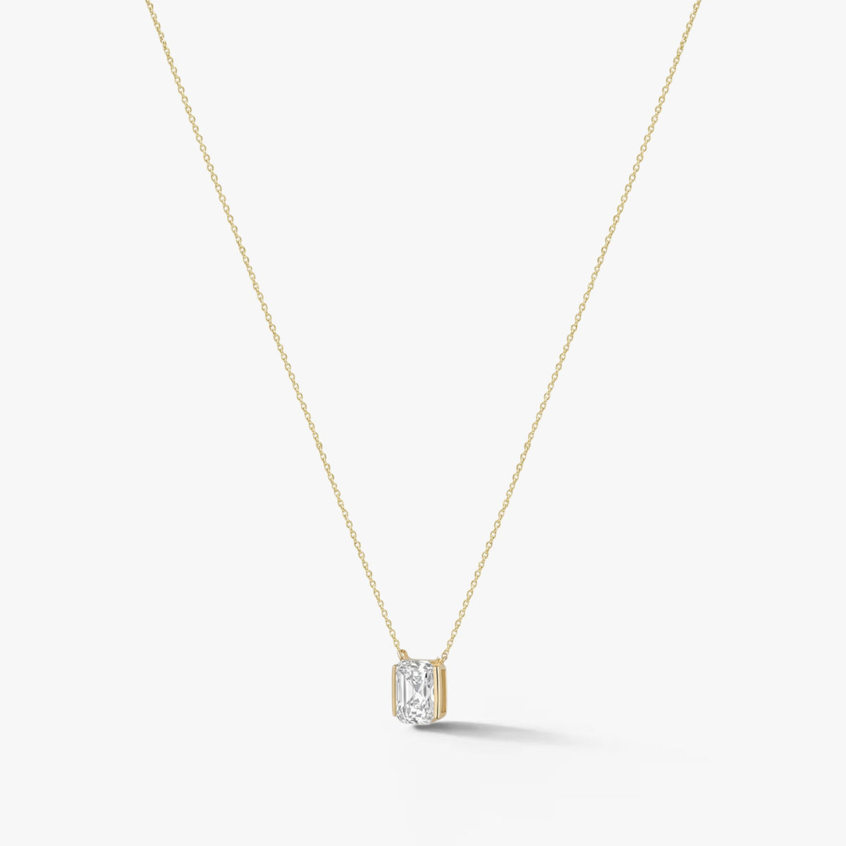 Lumière Radiant Solitaire Necklace 18k Yellow Gold 1 CT
