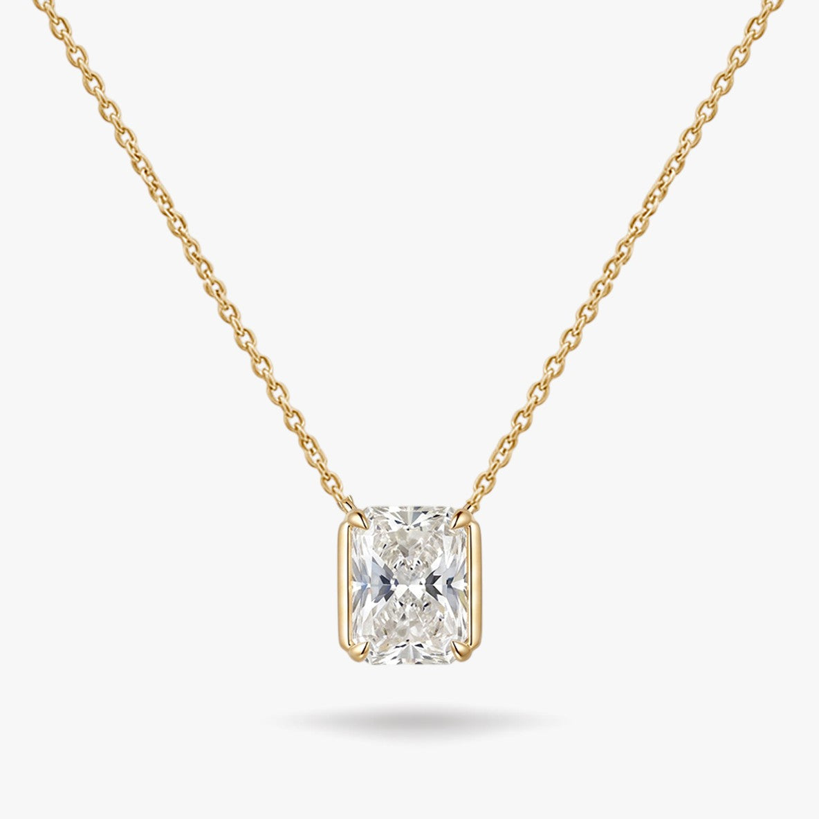 Lumière Radiant Solitaire Necklace 18k Yellow Gold 1 CT