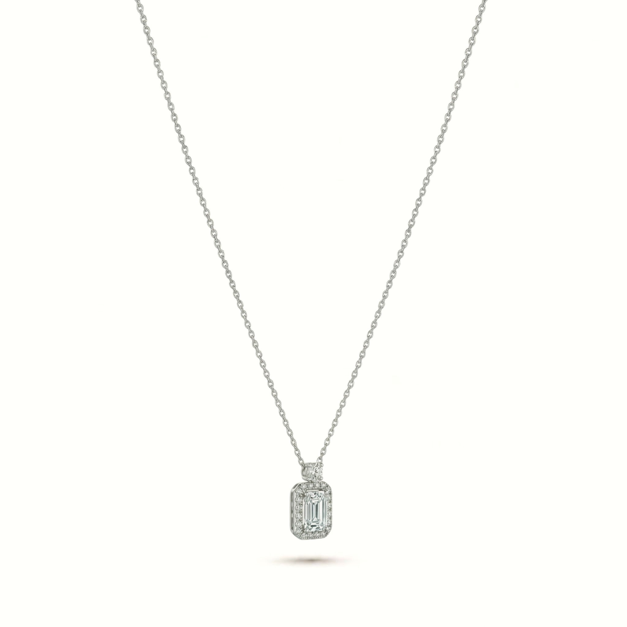 Valora Emerald Halo Pendant Necklace
