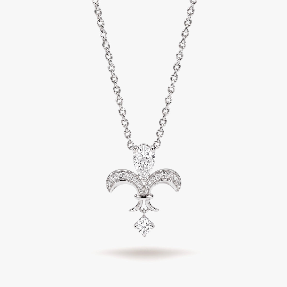 Fleur de Lys Diamond Necklace 18k White Gold