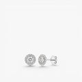 Aureole Halo Stud Earrings 18k White Gold