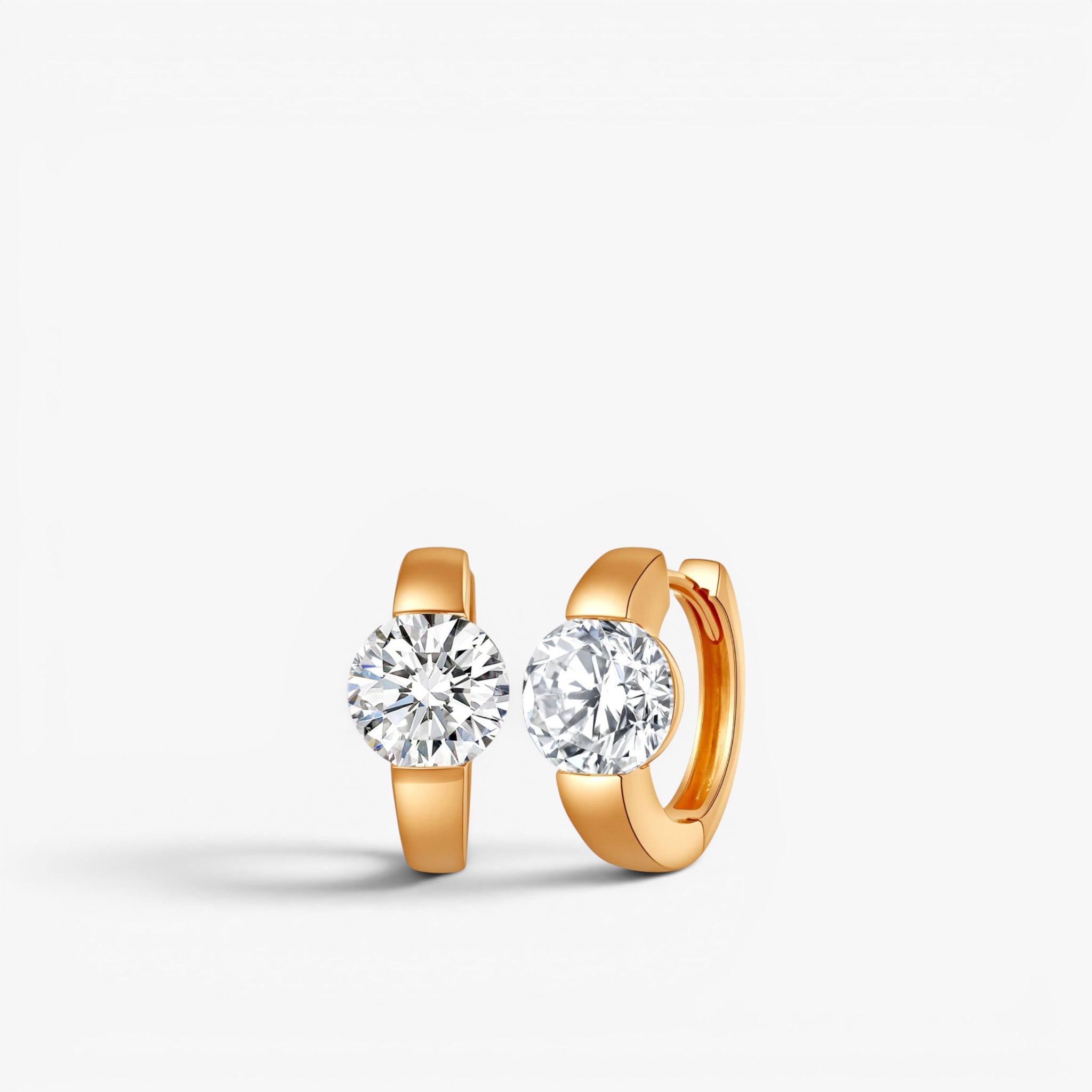 Lumière Solitaire Hoop Earrings 14k Yellow Gold 1 ct