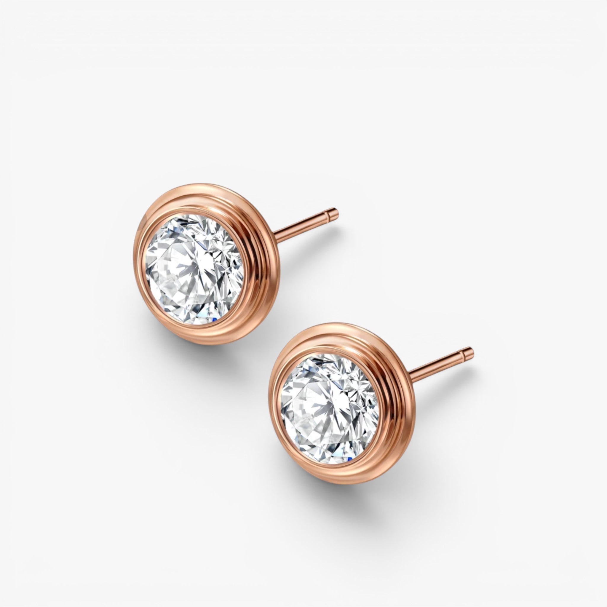 Liora Bezel Diamond Stud Earrings 18k Yellow Gold 0.5 ct