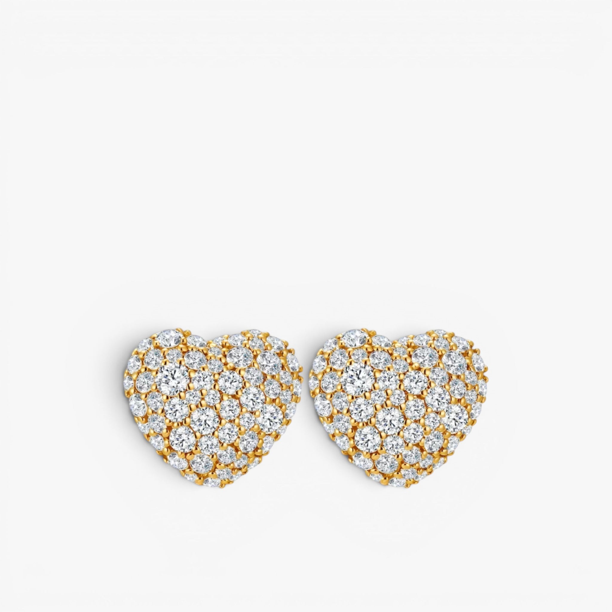 Amour Pavé Heart Stud Earrings 18k Yellow Gold