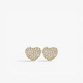 Amour Pavé Heart Stud Earrings 18k Yellow Gold