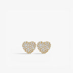 Amour Pavé Heart Stud Earrings 18k Yellow Gold