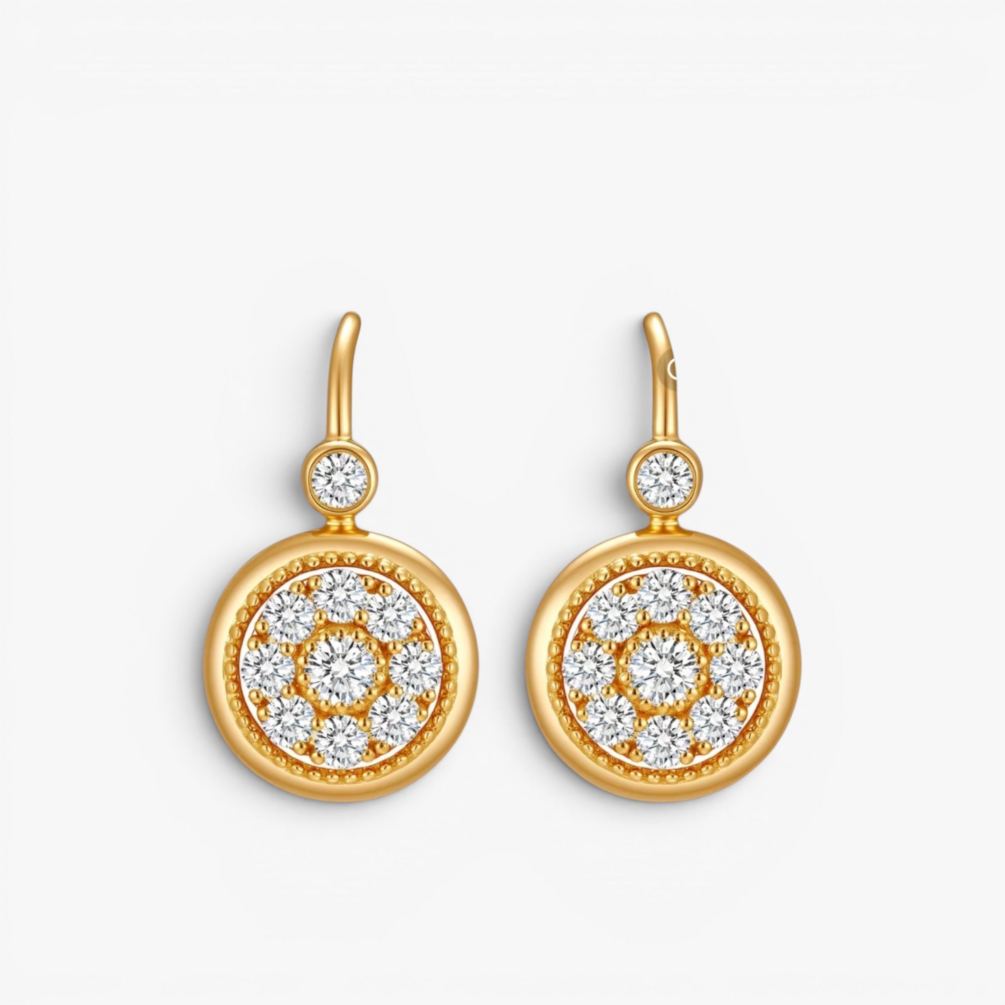 Aurélia Diamond Medallion Earrings 18K Yellow Gold