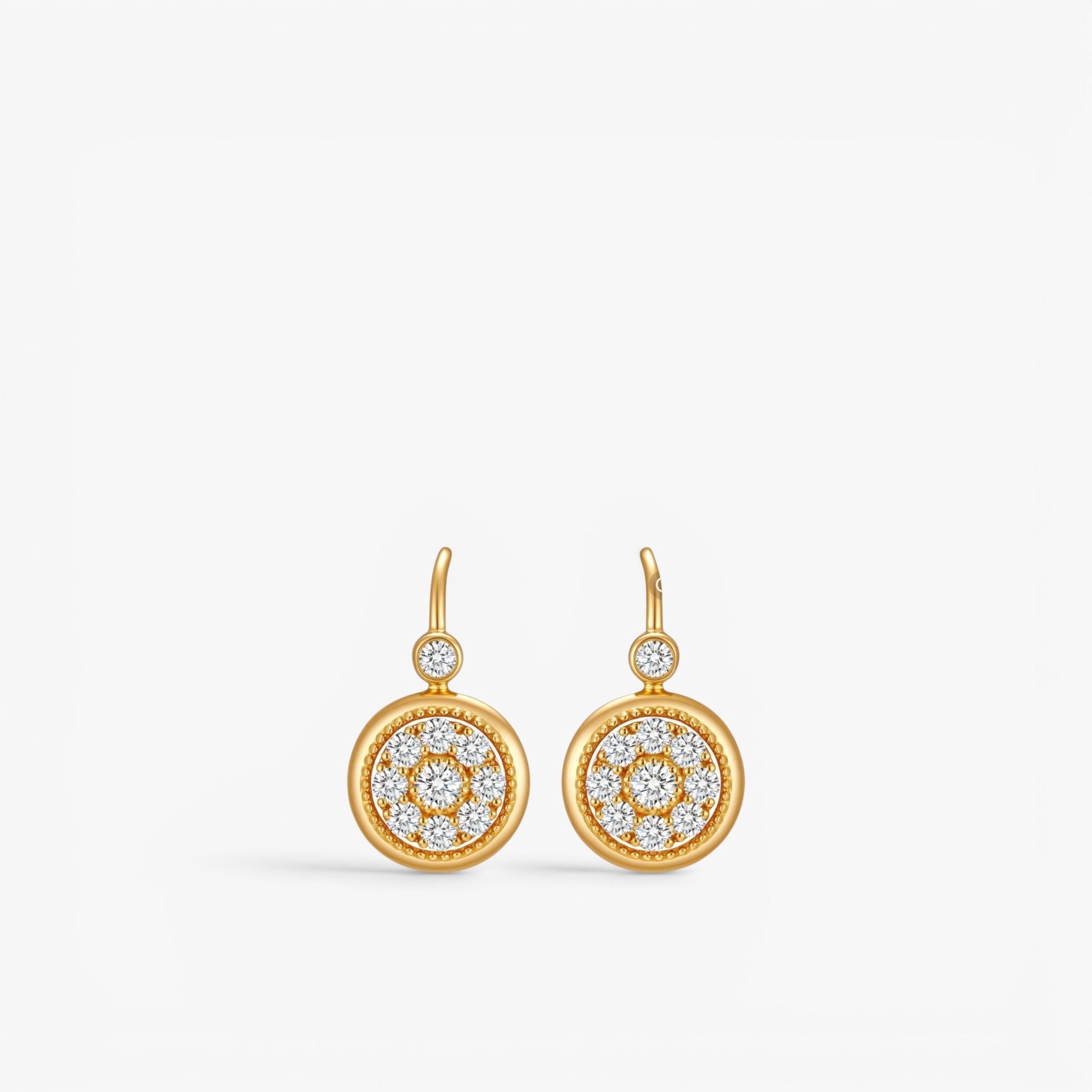Aurélia Diamond Medallion Earrings 18K Yellow Gold