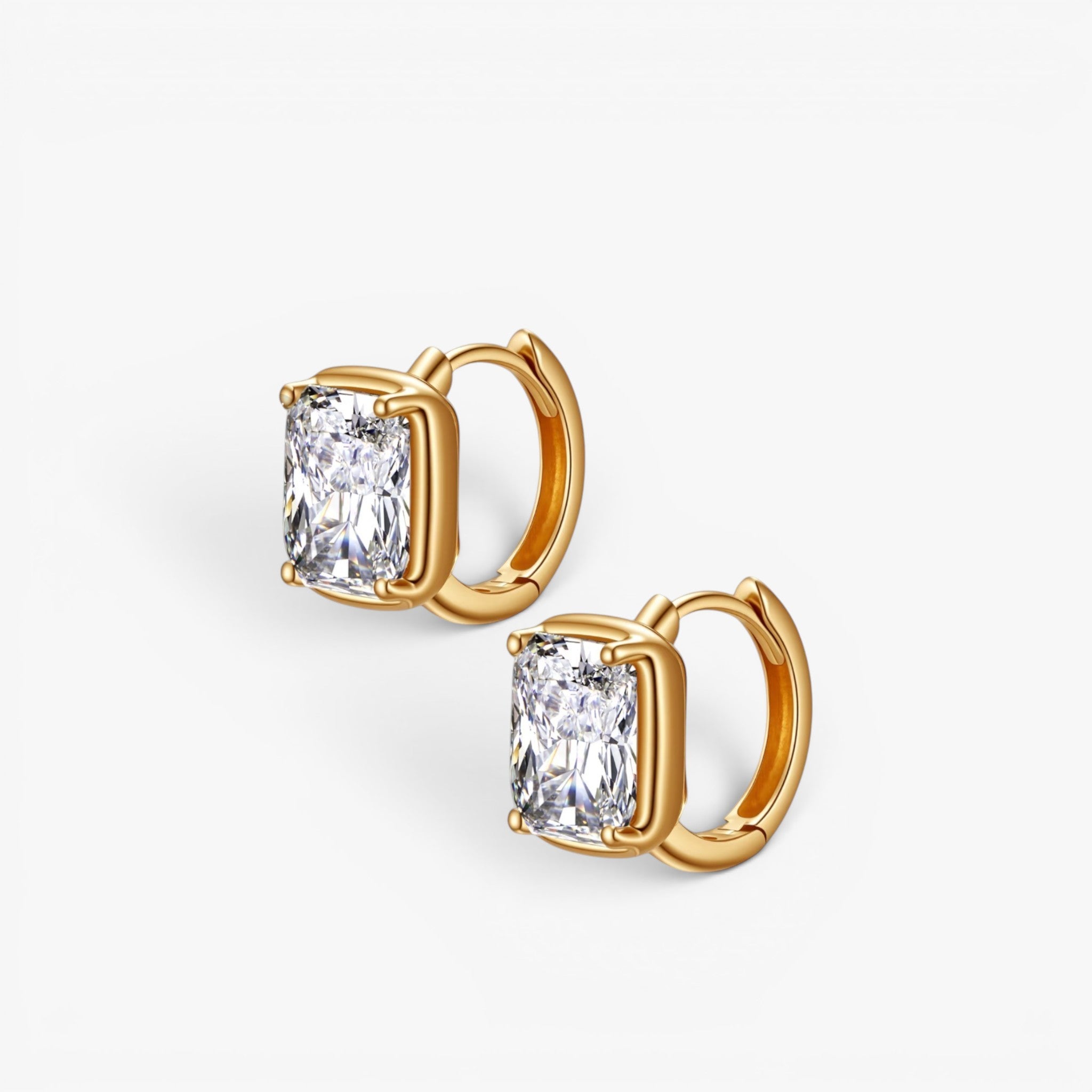 Valora Radiant Diamond Huggie Earrings 18K Yellow Gold 1 ct