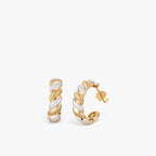 Élan Twist Diamond Hoops 18k Yellow Gold