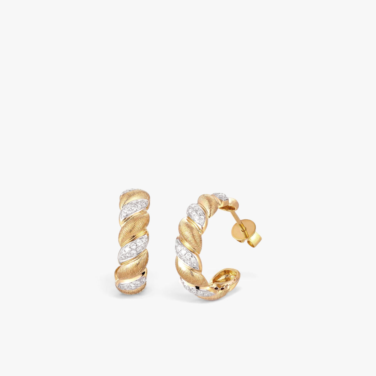 Élan Twist Diamond Hoops 18k Yellow Gold