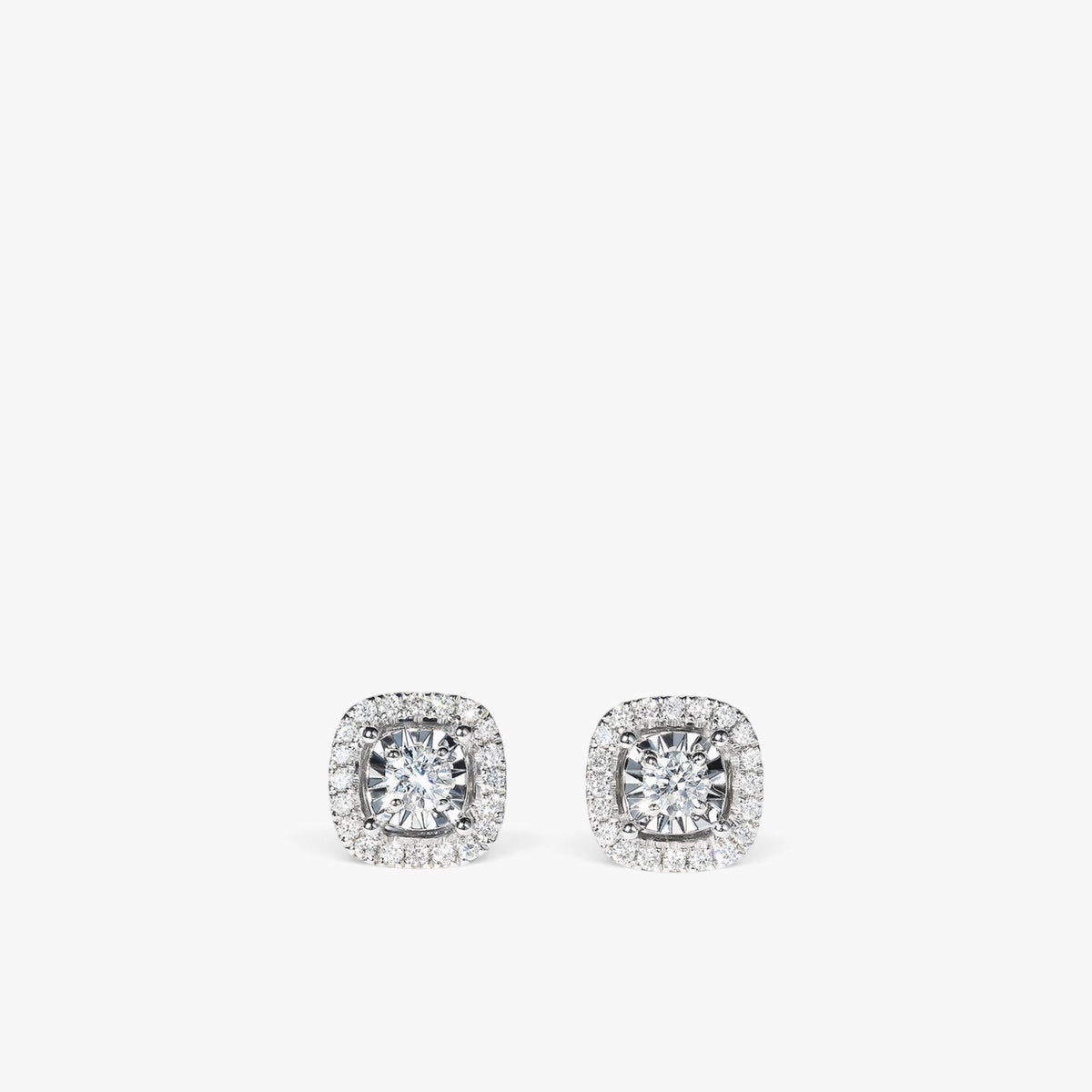 Solenne Halo Stud Earrings 18k White Gold