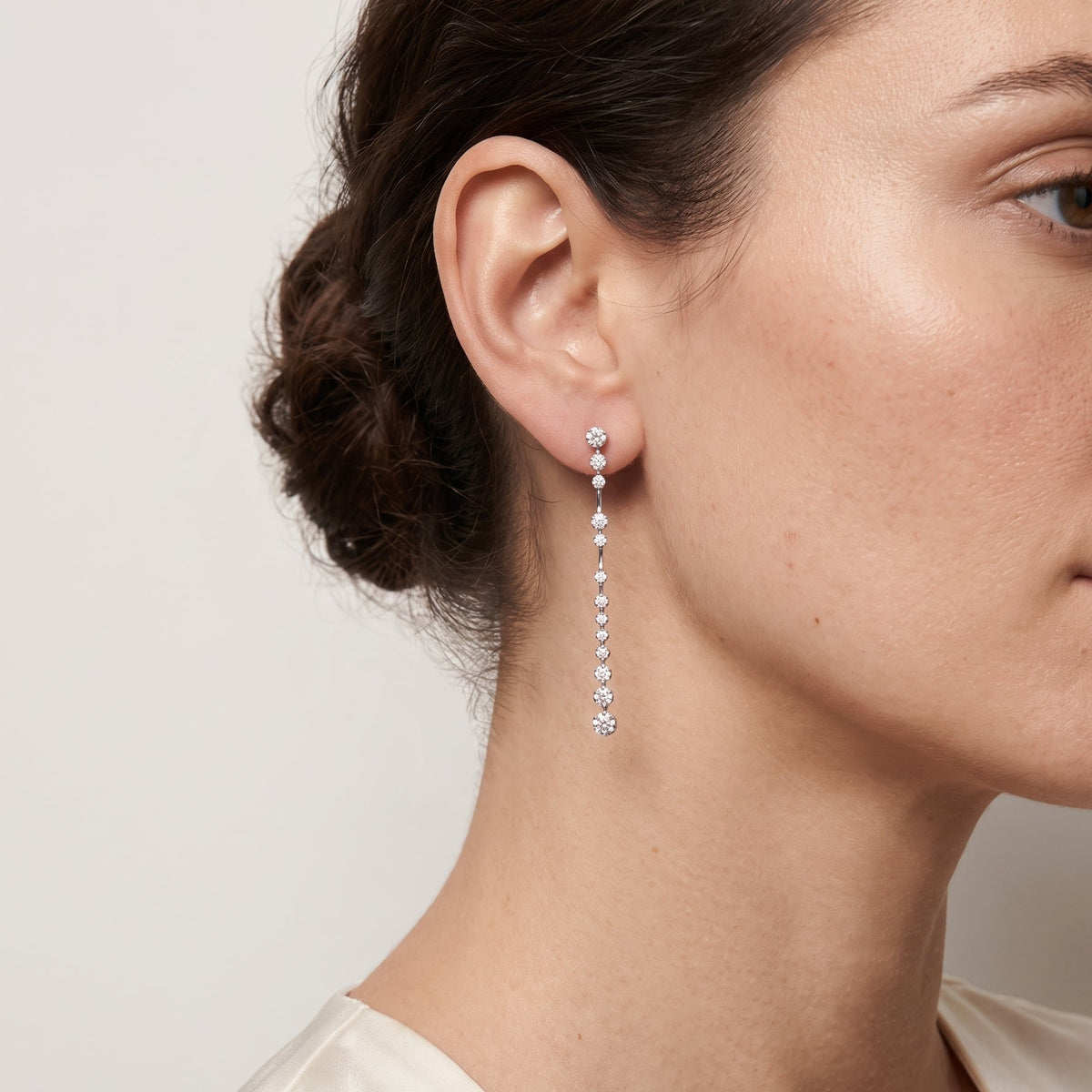 Celestine Diamond Drop Earrings 18k White Gold