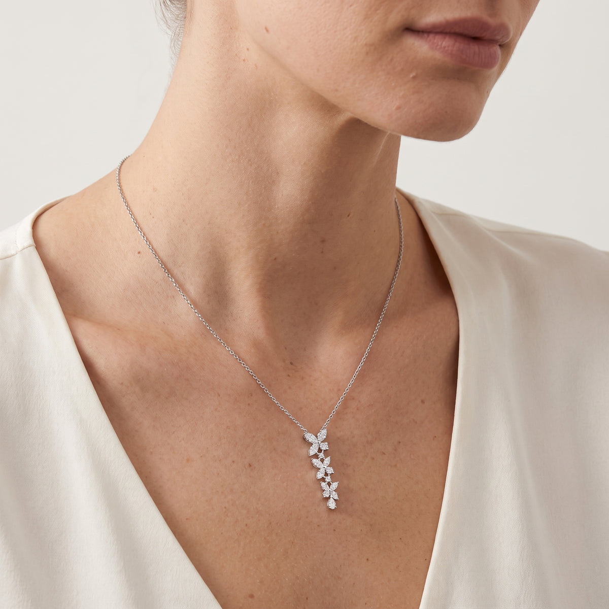 Celestia Cascade Necklace 18k White Gold
