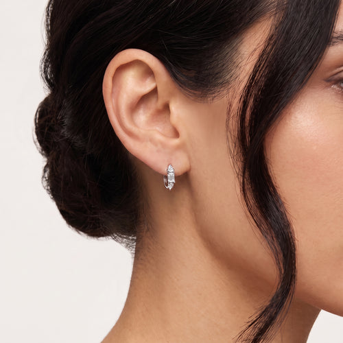 Trielle Hoop Earrings 14K White Gold