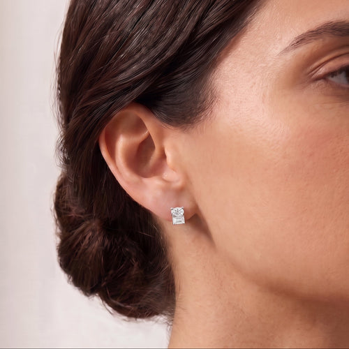 Ellipse Duo Stud Earrings 14k White Gold