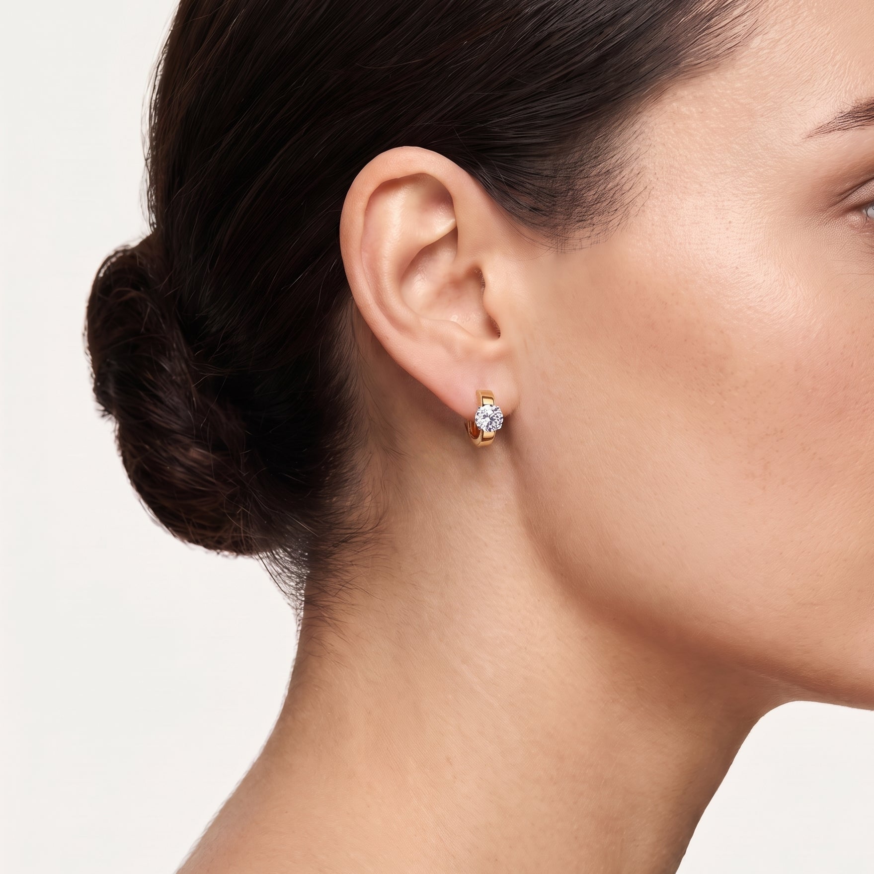 Lumière Solitaire Hoop Earrings 14k Yellow Gold 1 ct