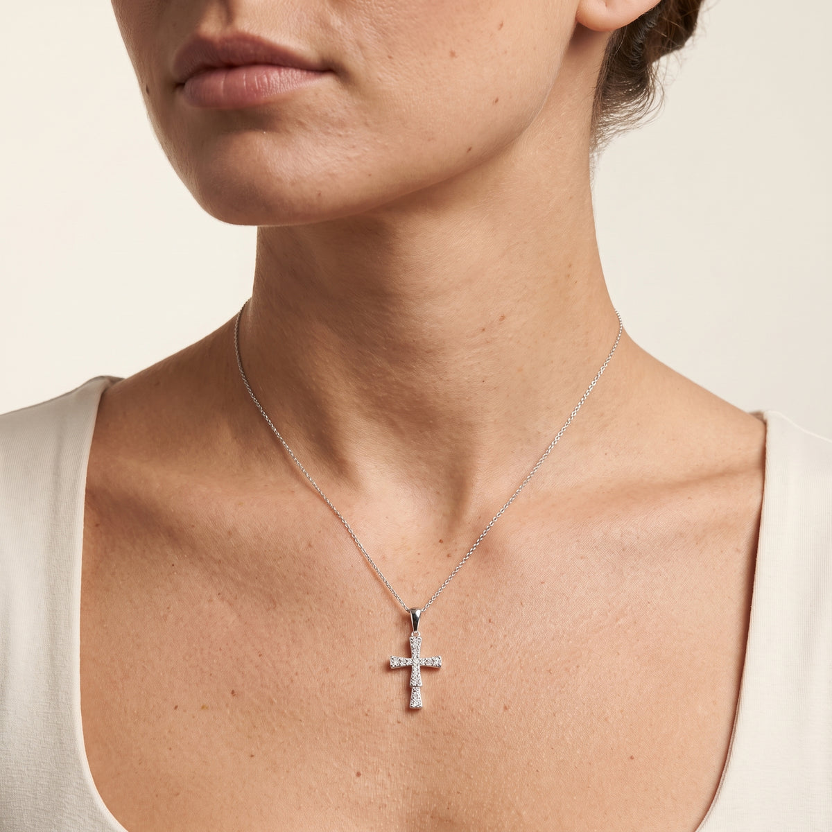 Eternal Cross Diamond Pendant 18k White Gold