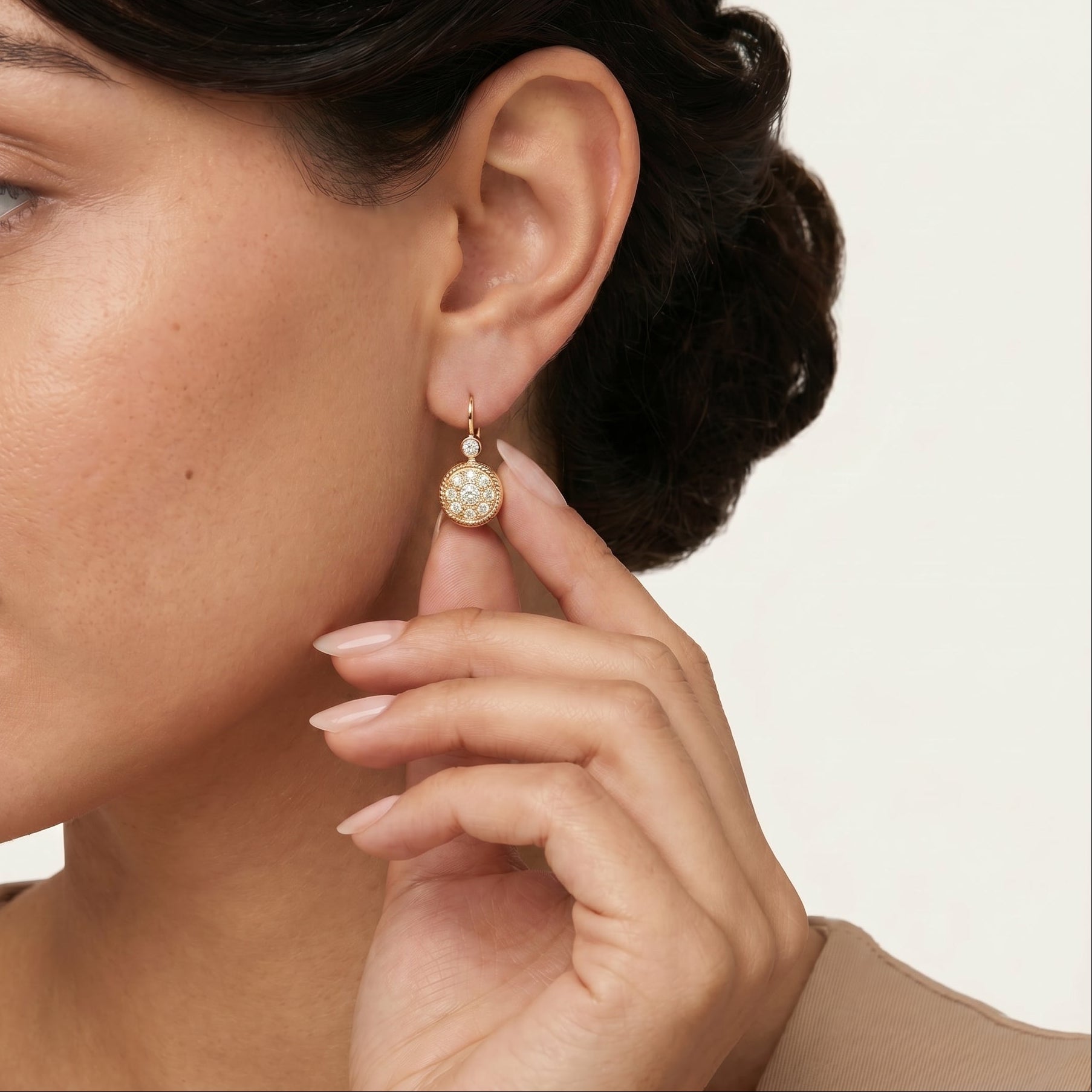 Aurélia Diamond Medallion Earrings 18K Yellow Gold